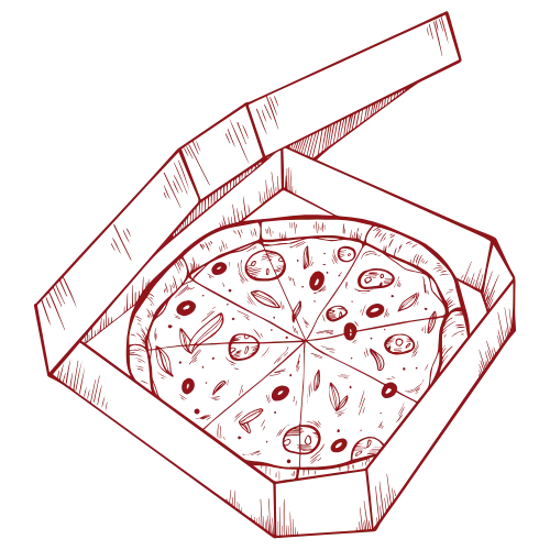 pizza in doos illustratie